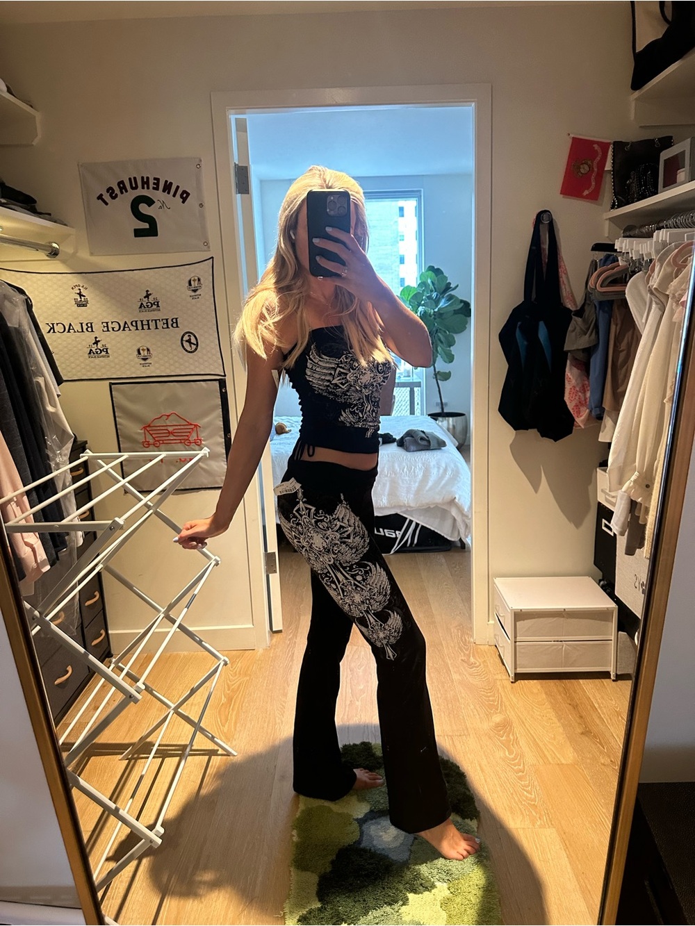Black Graphic Winged Skull Top Set